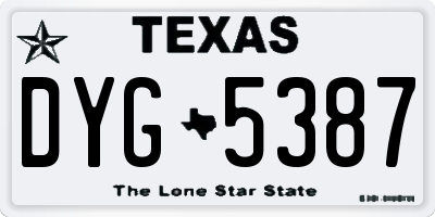TX license plate DYG5387