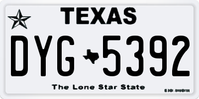 TX license plate DYG5392