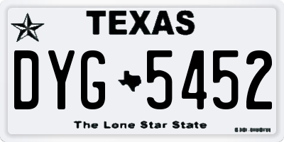 TX license plate DYG5452