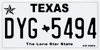 TX license plate DYG5494