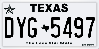 TX license plate DYG5497