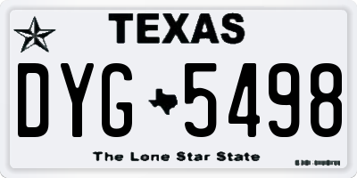 TX license plate DYG5498