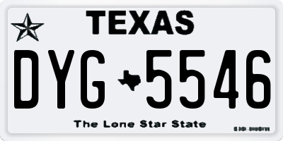 TX license plate DYG5546