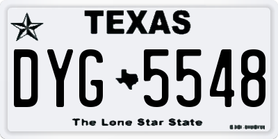 TX license plate DYG5548