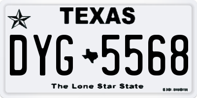 TX license plate DYG5568