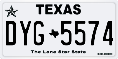 TX license plate DYG5574