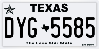 TX license plate DYG5585