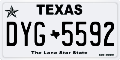 TX license plate DYG5592