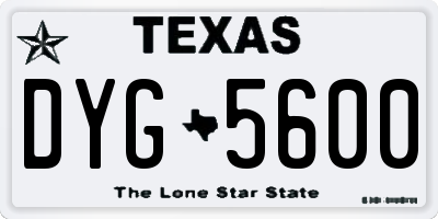 TX license plate DYG5600