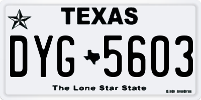 TX license plate DYG5603