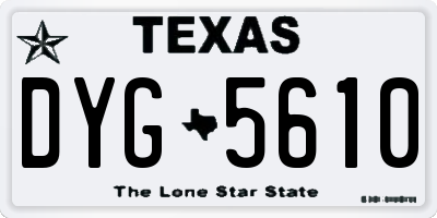 TX license plate DYG5610