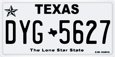 TX license plate DYG5627