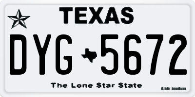 TX license plate DYG5672