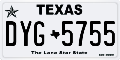 TX license plate DYG5755