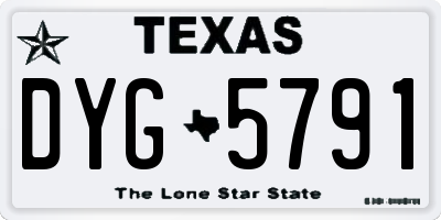 TX license plate DYG5791