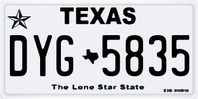 TX license plate DYG5835
