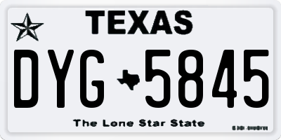 TX license plate DYG5845