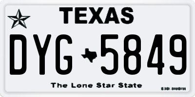 TX license plate DYG5849