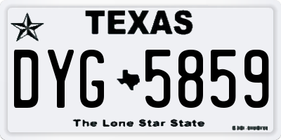 TX license plate DYG5859