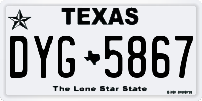 TX license plate DYG5867