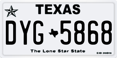 TX license plate DYG5868