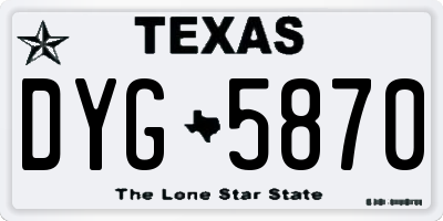 TX license plate DYG5870