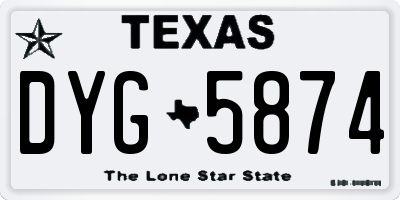TX license plate DYG5874