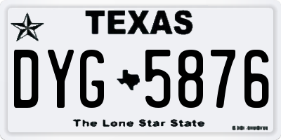TX license plate DYG5876
