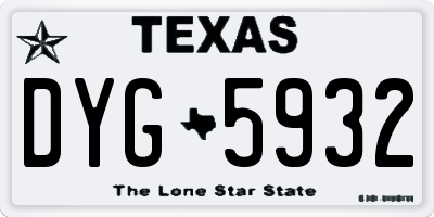 TX license plate DYG5932