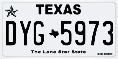 TX license plate DYG5973