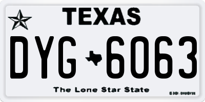 TX license plate DYG6063