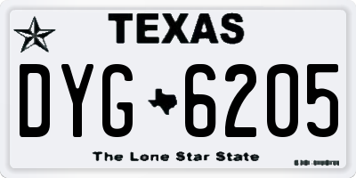TX license plate DYG6205
