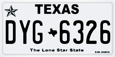 TX license plate DYG6326