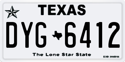 TX license plate DYG6412