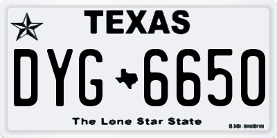 TX license plate DYG6650