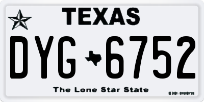 TX license plate DYG6752