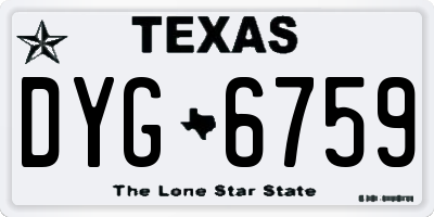 TX license plate DYG6759