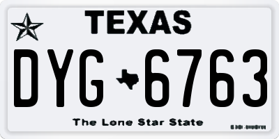 TX license plate DYG6763