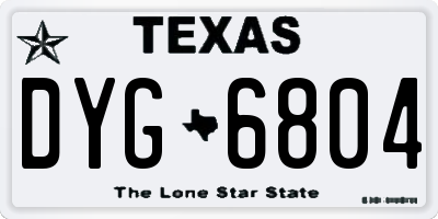 TX license plate DYG6804