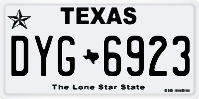 TX license plate DYG6923