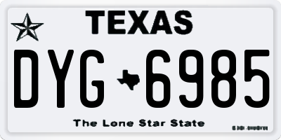 TX license plate DYG6985