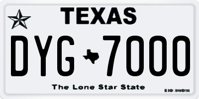TX license plate DYG7000