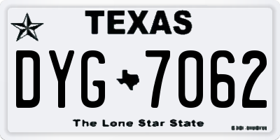 TX license plate DYG7062