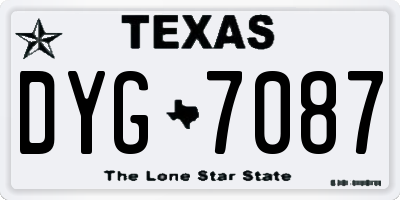 TX license plate DYG7087