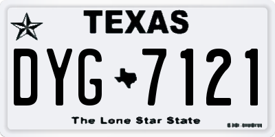 TX license plate DYG7121