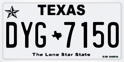 TX license plate DYG7150