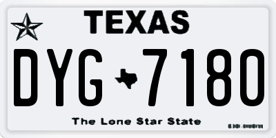 TX license plate DYG7180