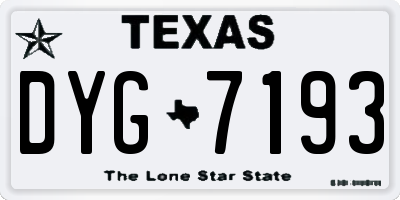 TX license plate DYG7193