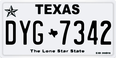 TX license plate DYG7342