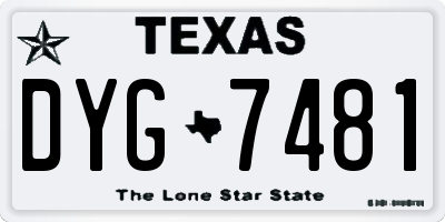 TX license plate DYG7481